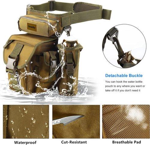 Jueachy Drop Leg Bag for Men Tactical Metal Detecting Thigh Pack with Water Bottle Pouch