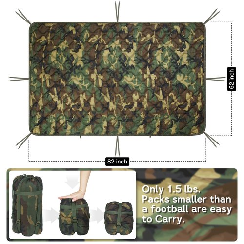 Mirzoyan Woobie Blanket, Military Poncho Liner Camo Insulated Camping Woobie Blanket for Outdoor Hiking Survival Hunting