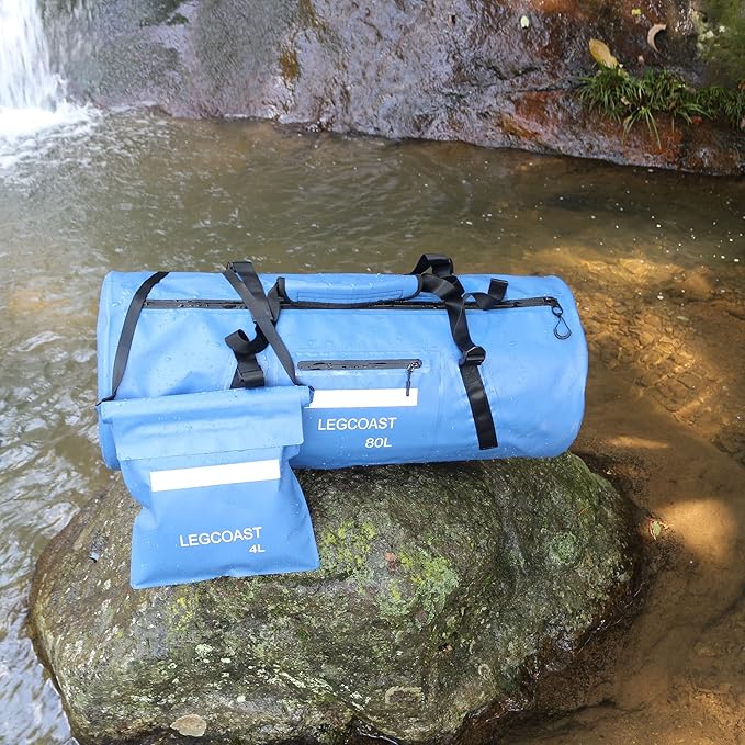 Waterproof Duffel Bag， IPX8 Waterproof Performance Dry Bag， Airtight Zipper Closure， Waterproof bag with diving function，80L large capacity, Large
