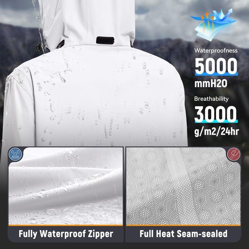 baleaf Women's Long Rain Coat Packable Waterproof Windbreaker Lightweight Cycling Jacket with Hood White M