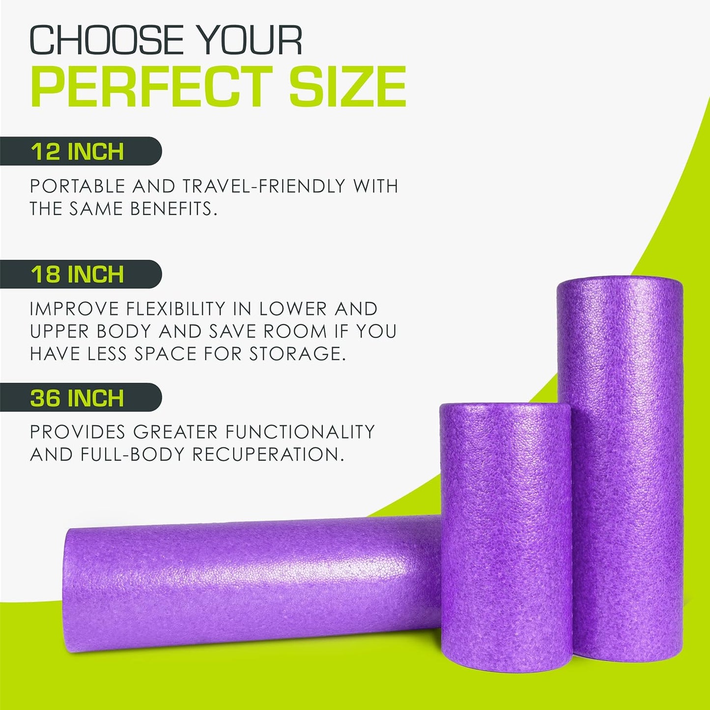 ProsourceFit High Density Foam Rollers 36 - inches Long, Firm Full Body Athletic Massage Tool for Back Stretching, Yoga, Pilates, Post Workout Muscle Recuperation, Black