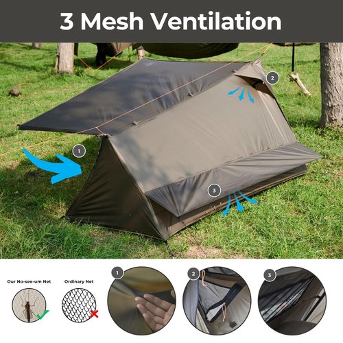 onewind Ultralight One Person Bivy Tent, Backpacking Tent for Single Person Waterproof Silnylon Lightweight for Camping Backpacking Hiking, NO Trekking Pole