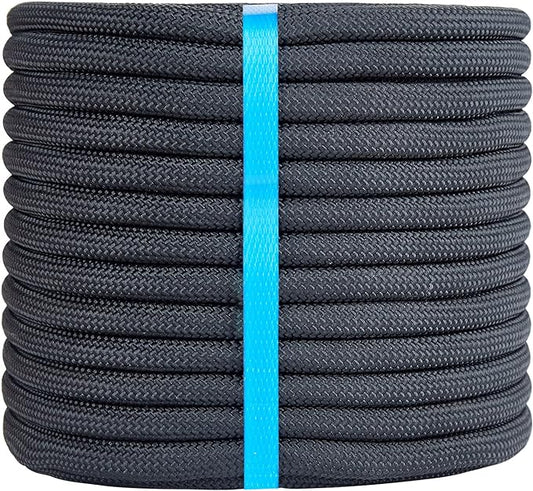 1/2 Inch 150ft Double Braided Polyester Arborist Rope, Heavy Duty Nylon Rope for Anchor, Tree Work, Cargo, Pulling, Sailing(Black)