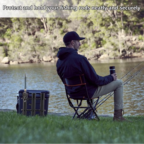 Cooler Fishing Rod Holder, Fishing Rod Rack for Boat, Fishing Rod Holder for YETI Coolers and RTIC Coolers,with Tie-Down Slot Cooler Accessories (3-Link Black)