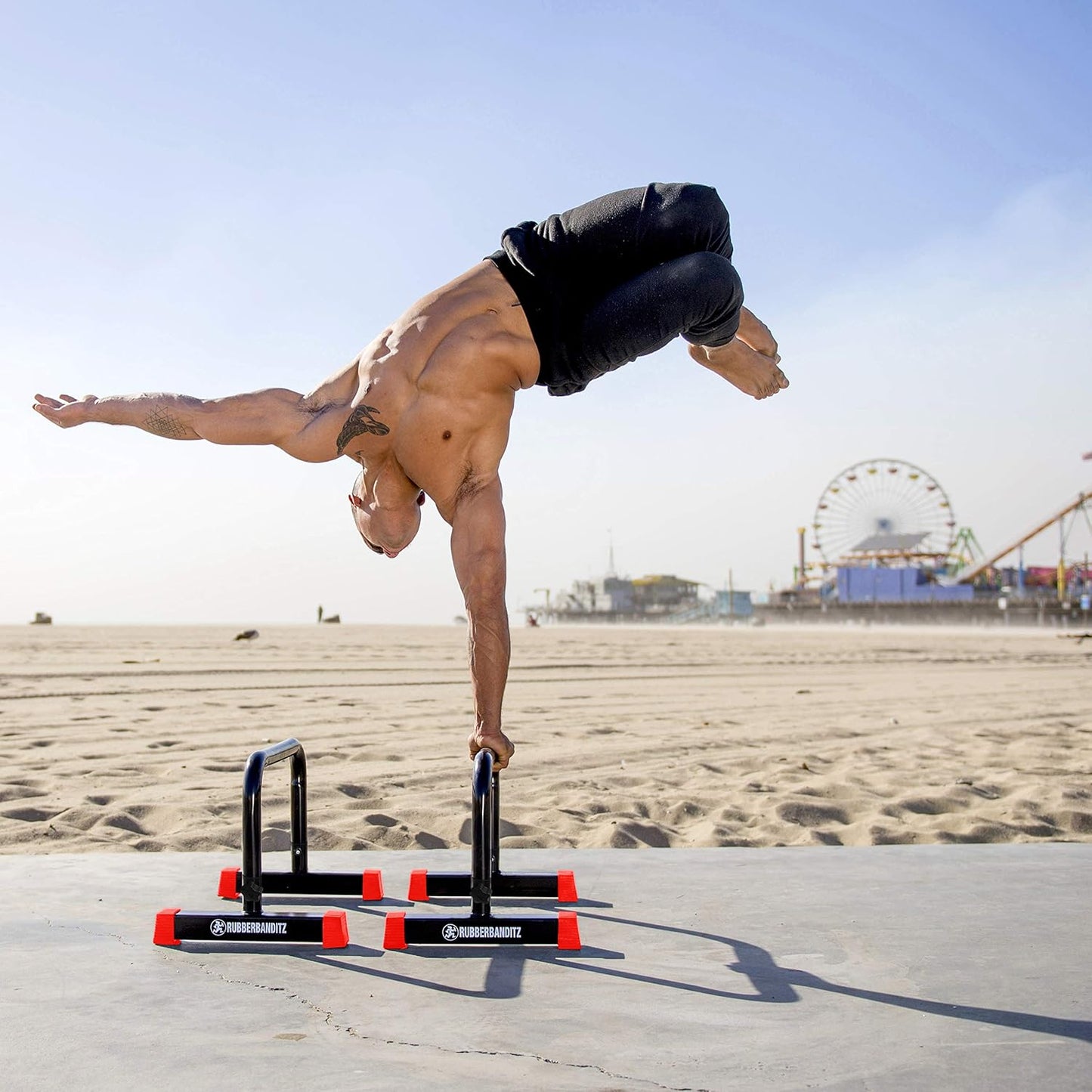 Rubberbanditz Parallette, Parallel Bars & Dip Station, Home Gym Essentials for L-Sit, Calisthenics, and Upper Body Workouts, Heavy Duty Ideal for Push Ups, Dips, Handstands & Gymnastics | Pack 1