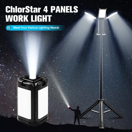 Portable Work Lights with Stand, Camping Light Tripod Stand, 270° Adjustable White/Warm/Nature White Work Lights On Stand, Telescopic Camping Lantern, Outdoor Work Lights for Hiking,Home Emergency