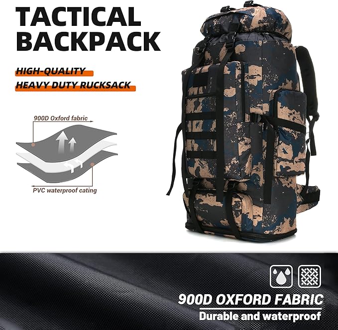 100L Camping Hiking Military Tactical Backpack Outdoor Climbing Sport Bags for Camping,Backpacking