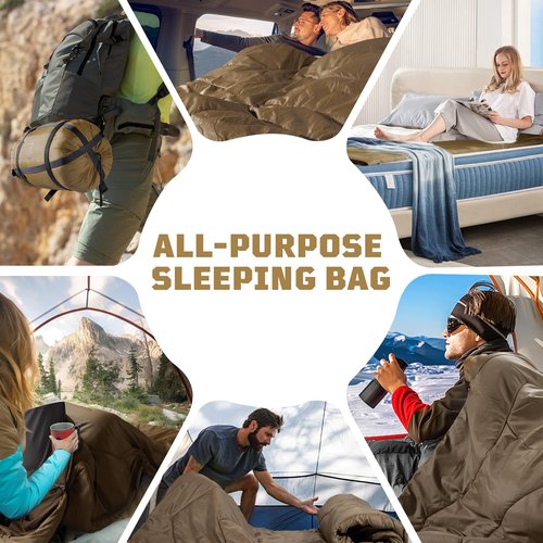 Warm Weather Sleeping Bag for Camping, 36℉ to 45℉ Backpacking Sleeping Bags for Adults with Compression Sack for Camping, Hiking, Hunting and Outdoor Travel