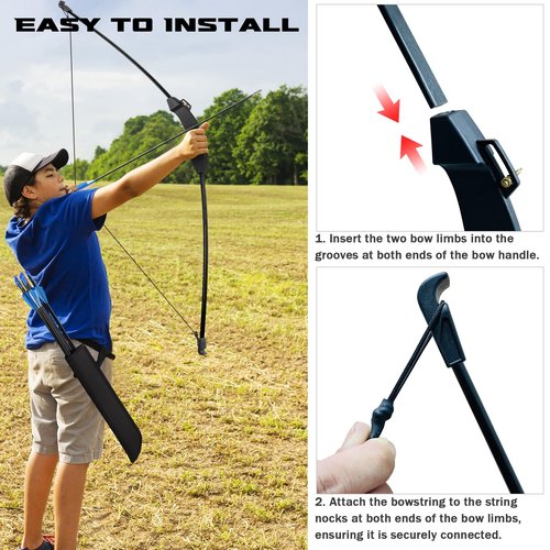 DAUPAN Kids Bow and Arrow Set, 45" Youth Bow and Arrow Archery Set, Bow and Arrow for Kids 8-12 12-14, Longbow Archery Set - Gift for Beginner Archers