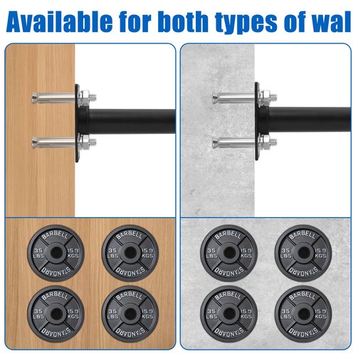 Wall-Mounted Weight Plate Holder (4-Pack) ， Heavy Duty 330LB Capacity Rack for 2" Olympic Plates | Compact Home Gym Storage Solution