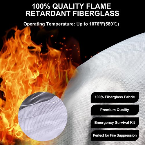 Vnmkp Home Emergency Fire Blankets 40“ x 40” Fiberglass Fire Blankets Essential Emergency Fire Blankets for Home and Kitchen 2 Packs