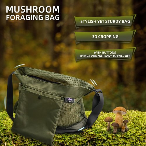 Mushroom Foraging Bag - Foraging Kit With Mesh Bag, Adjustable Shoulder Strap, Mushroom Basket With Smartphone Pocket - Mushroom Hunting Bag, Ideal Gift For Mushroom Foragers (Large & small styles)