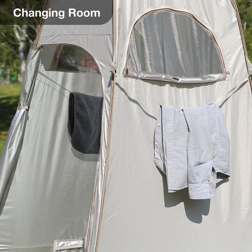 TRIPTIPS Pop Up Shower Tent with Floor Changing Tent with Mesh Window Camping Shower Tent 6.9 FT Privacy Tent for Portable Toilet Outdoor Portable Dressing Room, Removable Rain Cover/UPF 50+ (Green)