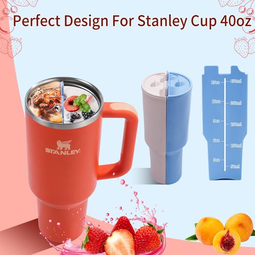 Stanley Cup 2-in-1 Drink Separator Silicone Liner for Stanley Cup 40 oz, Stanley Accessories, Classy Reusable Liner, Glitter Straw, Straw Cover Topper