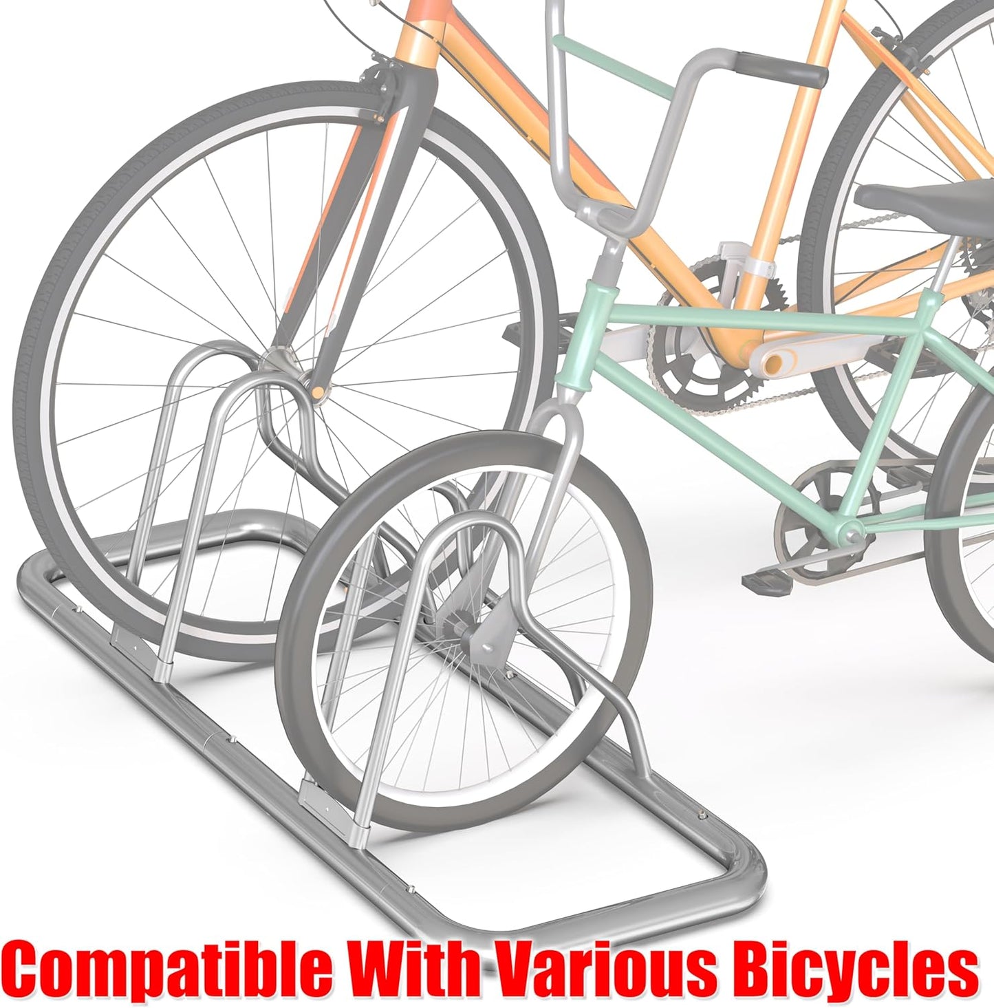 Simple Houseware 5 Bike Bicycle Floor Parking Adjustable Storage Stand, Silver