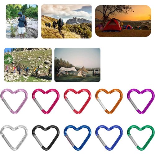 Cute Heart Shaped Carabiner Clip Aluminum Alloy Keychain, Small Carabiner Clip, Spring Snap Key Chain Clips Camping Backpack Clips Heavy Duty Carabiner Lightweight Aluminum Alloy Keychain (Silver)