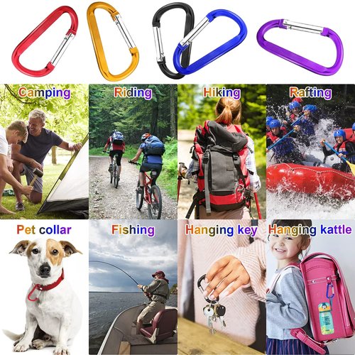 Craebuer Spring Snap Hook Carabiner D Ring Carabiner Clip Camping Accessories Fishing Hiking Traveling and Keychain