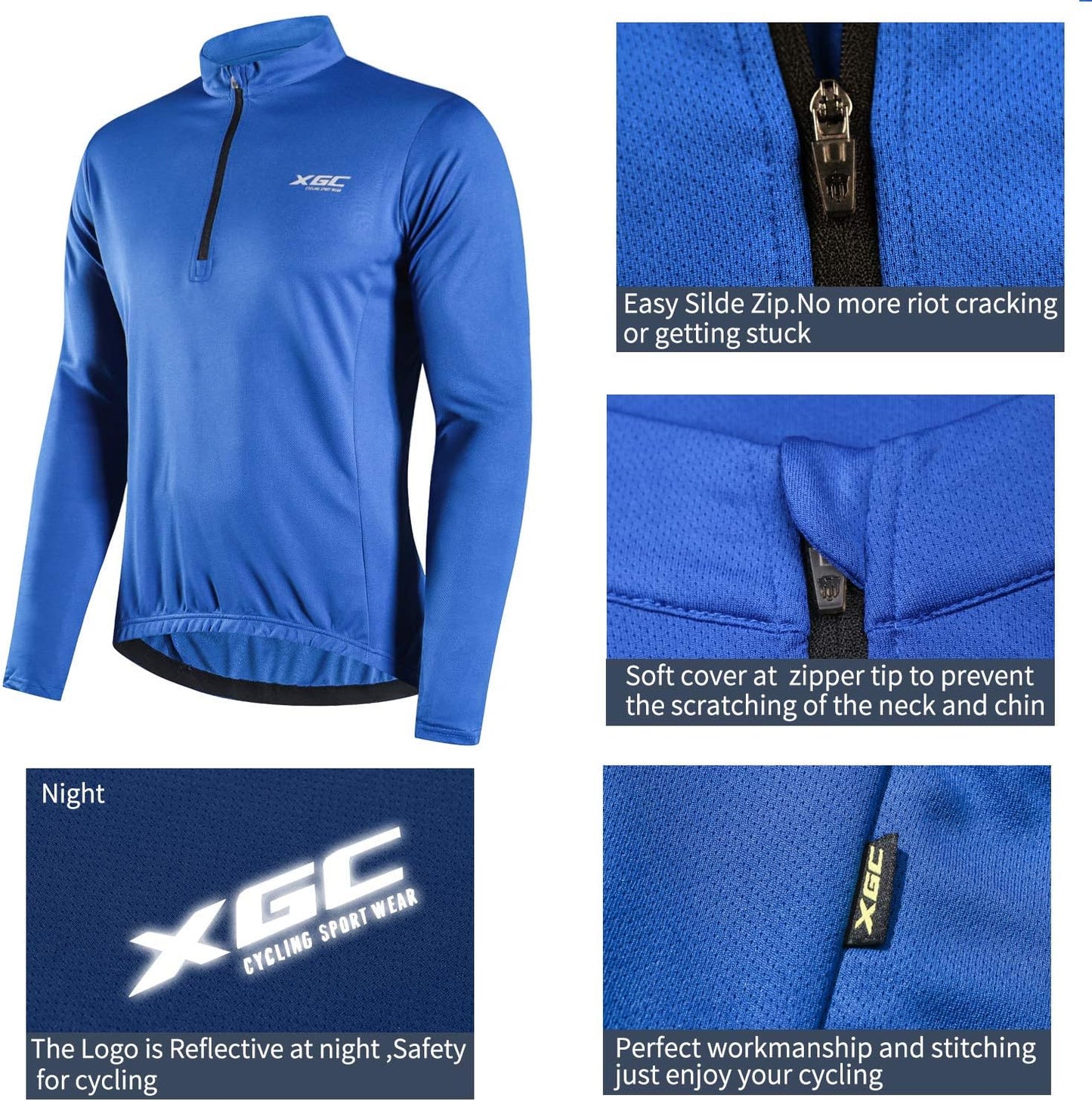 XGC Men's Short/Long Sleeve Cycling Jersey Bike Jerseys Cycle Biking Shirt with Quick Dry Breathable Fabric