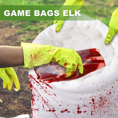 Reallnaive 6 Pack Game Bags Hunting for Meat 4 Pcs 48 x 12 Inch and 2 Pcs 28 x12 Inch Elk Game Bags Meat Freezer with Reflective Strip Reusable Drawstring Hunting Gear for Elk Caribou Moose Deer