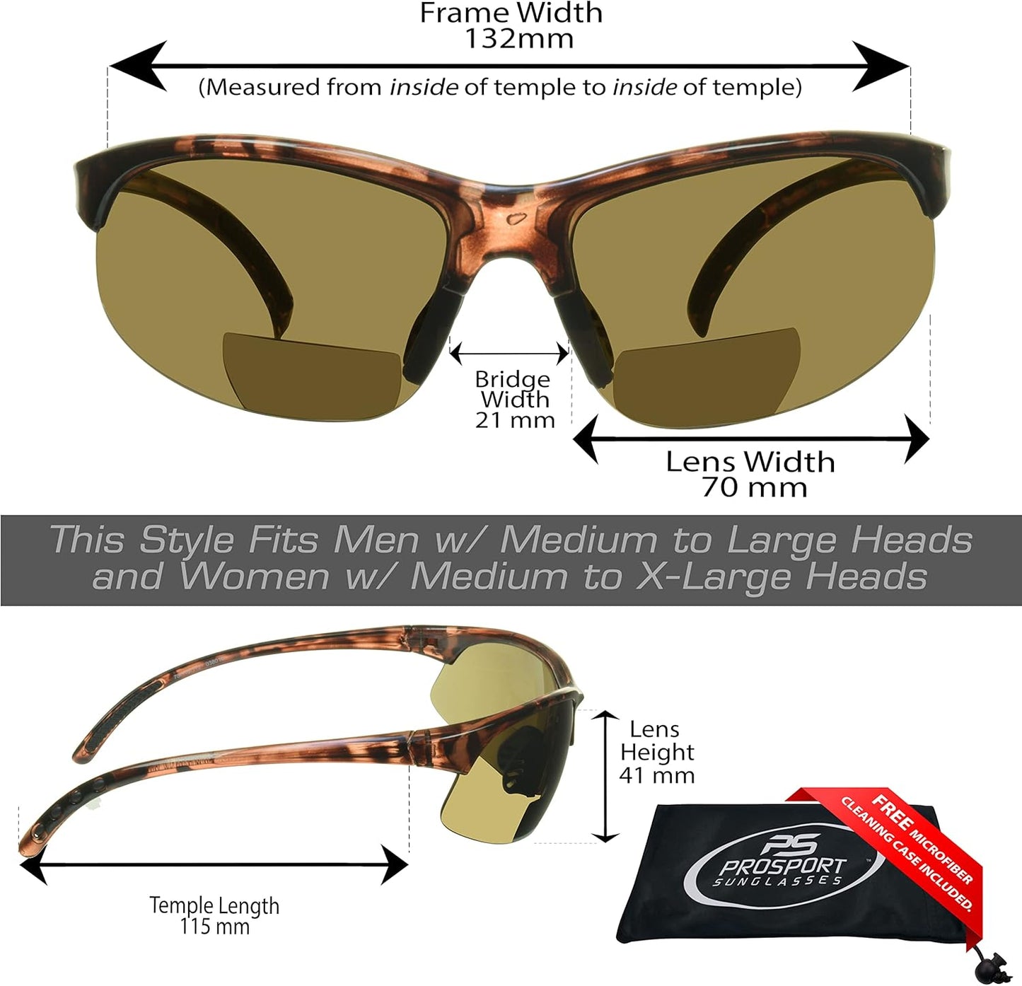 proSPORT BIFOCAL Sunglasses Readers Tinted Mens Womens High Definition Amber Yellow Smoke +1.50 +1.75 +2.00 +2.25 +2.50