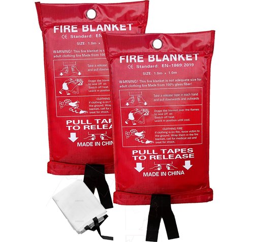 Lovelin 2-Pack Emergency Fire Blanket - 40' x 40' Fiberglass Fire Blanket (Red)