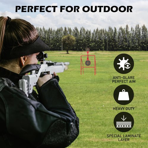 Metal Hunting Rifle Targets – Double Blast Spinner Shooting Target with 2.8" & 4.5" Spinners, Ideal for 22/9mm Pistol Practice – Includes 50 High-Visibility Bullseye Splatter Paper Targets
