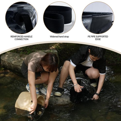Collapsible Bucket, 22L Folding Bucket Wash Basin Bags with Handle, Khaki Transparent Portable Water Container 5.8 Gallon Camping Fishing Hiking Gardening (Black)