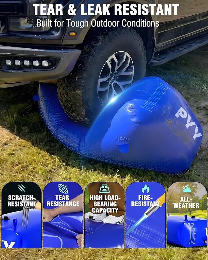 PYY Portable 264 Gallon Water Bladder - Truck Bed,Carrier Cart, Large Water Bob Bathtub Emergency Water Bladders for Outdoor RV Car Camping,Water Bladder Tank with Spigot,Overflow Kit-Blue 1000L