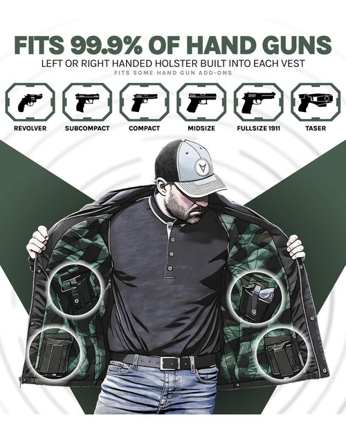 Venado Concealed Carry Vest for Men - Built-in Left and Right Handed Holster (Gun Metal, Medium)