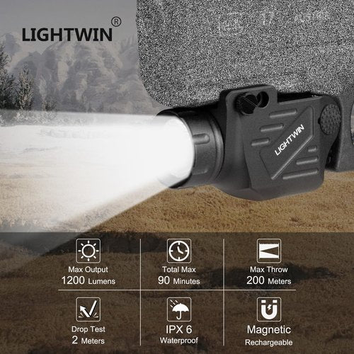 1200 Lumens Pistol Light Compact Weaponlight with Magnetic Charging Cable for Picatinny, Tactical Gun LED Flashlight with Strobe Function for Handgun Rifles, Glock