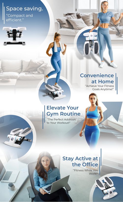 Steppers for Exercise at Home, Adjustable Height Mini Stepper with Resistance Bands, Stair Stepper with 286 lbs Loading Capacity, Stepper for Full Body Workout