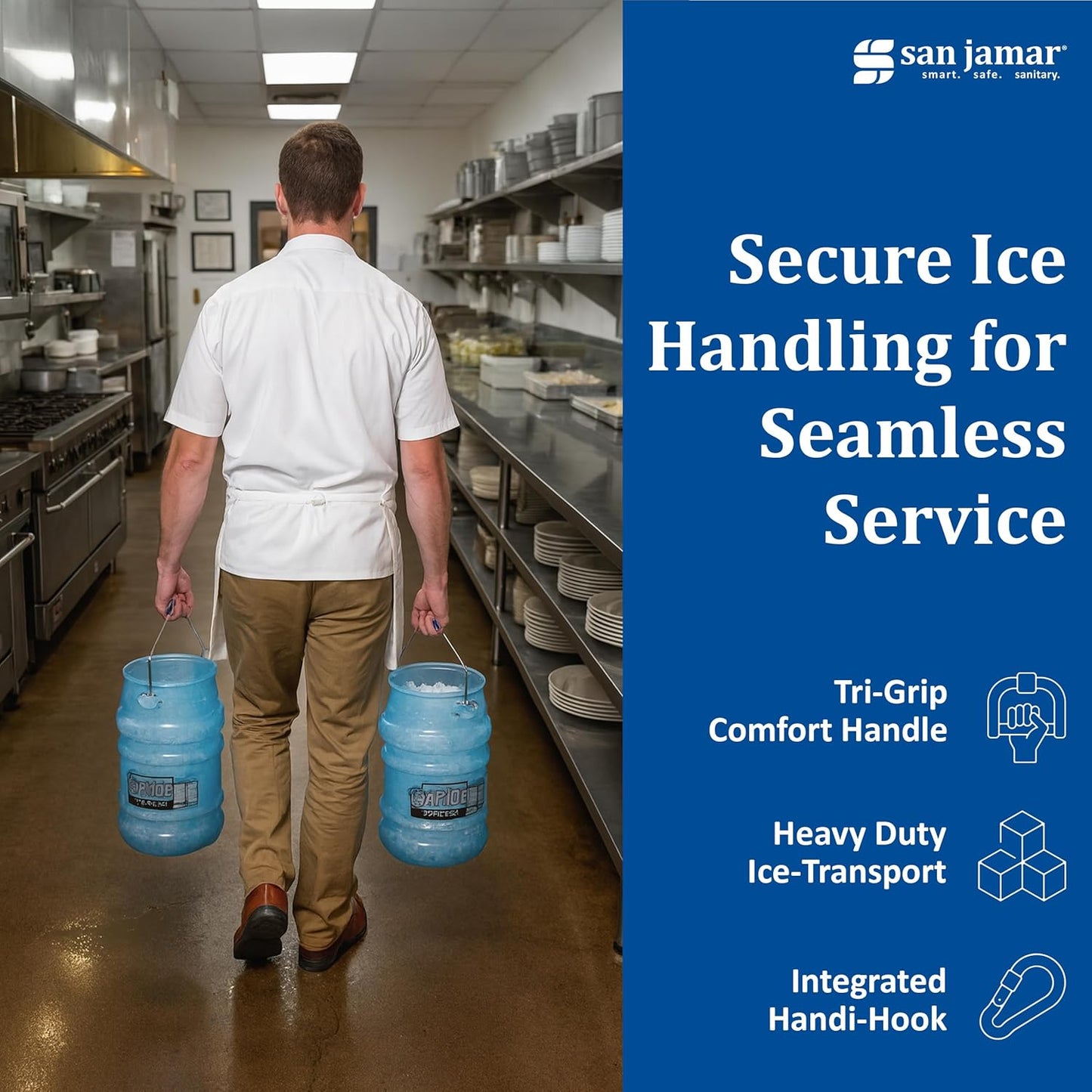 SPARTA San Jamar Saf-T-Ice Plastic Ice-Tote, 6 Gallons, Blue