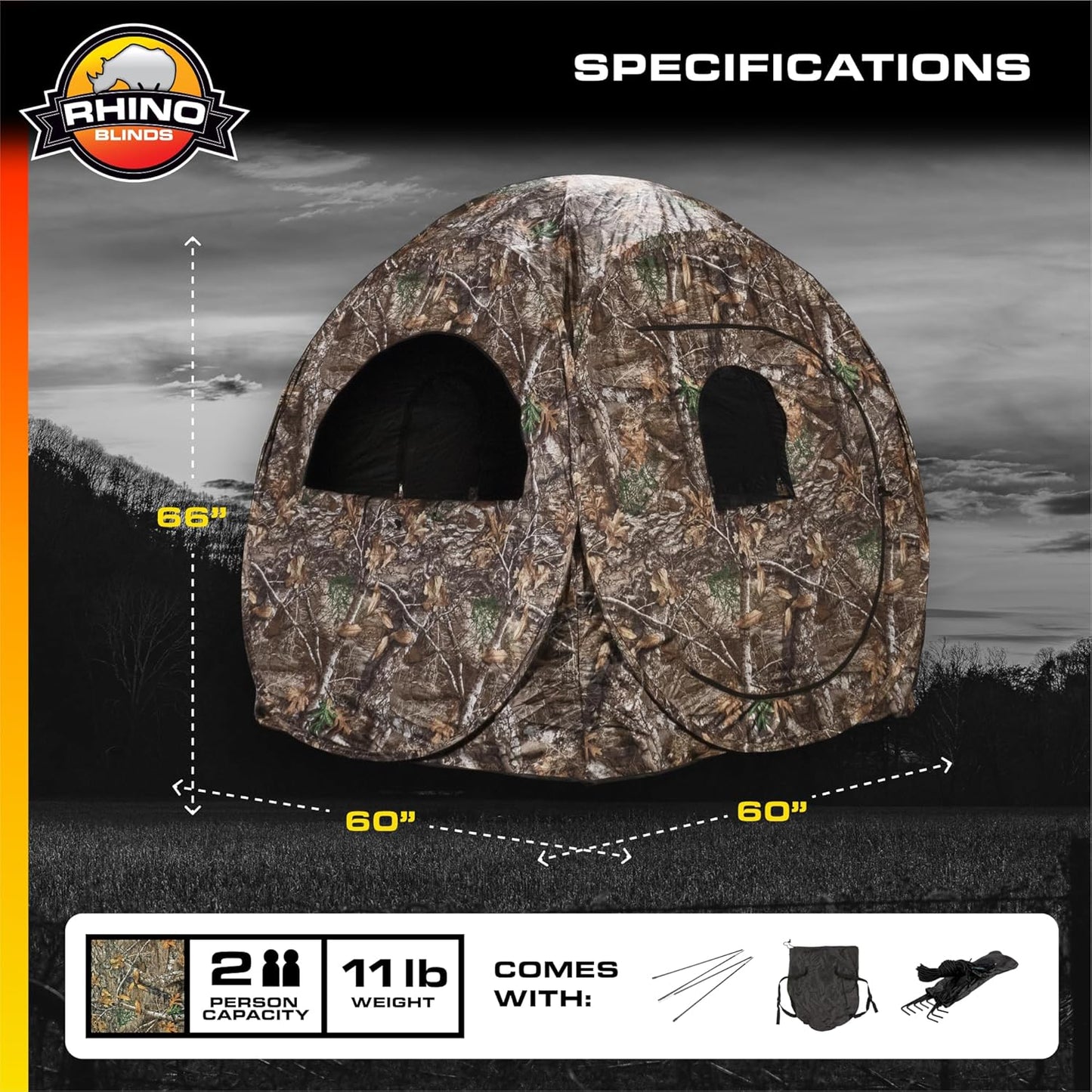 RHINO Blinds R75 2 Person Hunting Ground Blind