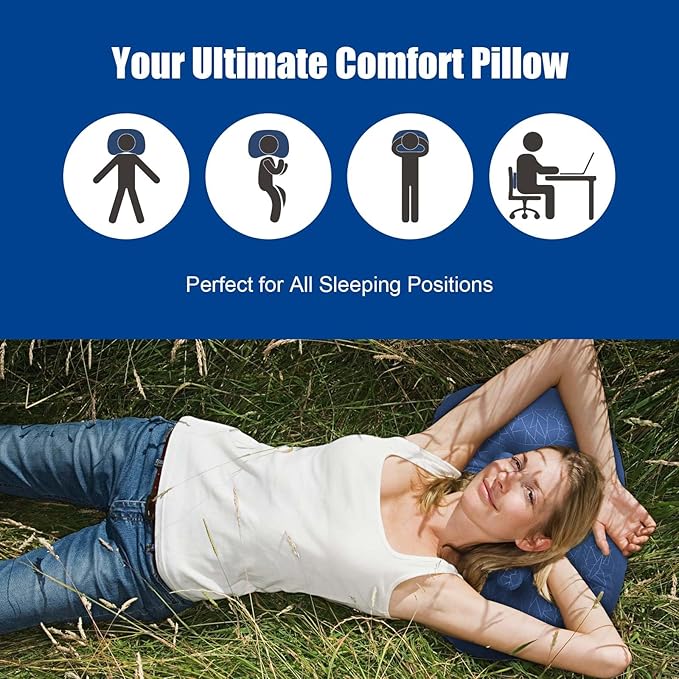 DAWNTREES 2 Pack Inflatable Pillow for Camping,Portable Compressible Ultra-light Travel Inflatable Pillow for Sleeping,Support The Neck and Lumbar,Backpacking Essentials (Blue)