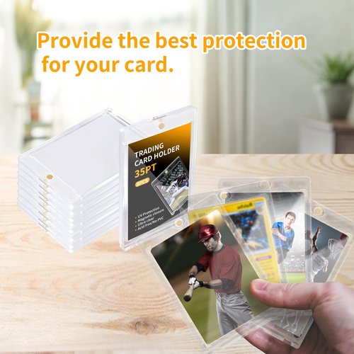 8 Pack - Magnetic Card Holder, 35PT Magnetic Trading Card Holder, Baseball Card Holders, Hard Acrylic Card Cases, Card Protector for Game Baseball Football Soccer Sports Cards, Fit for Standard Card