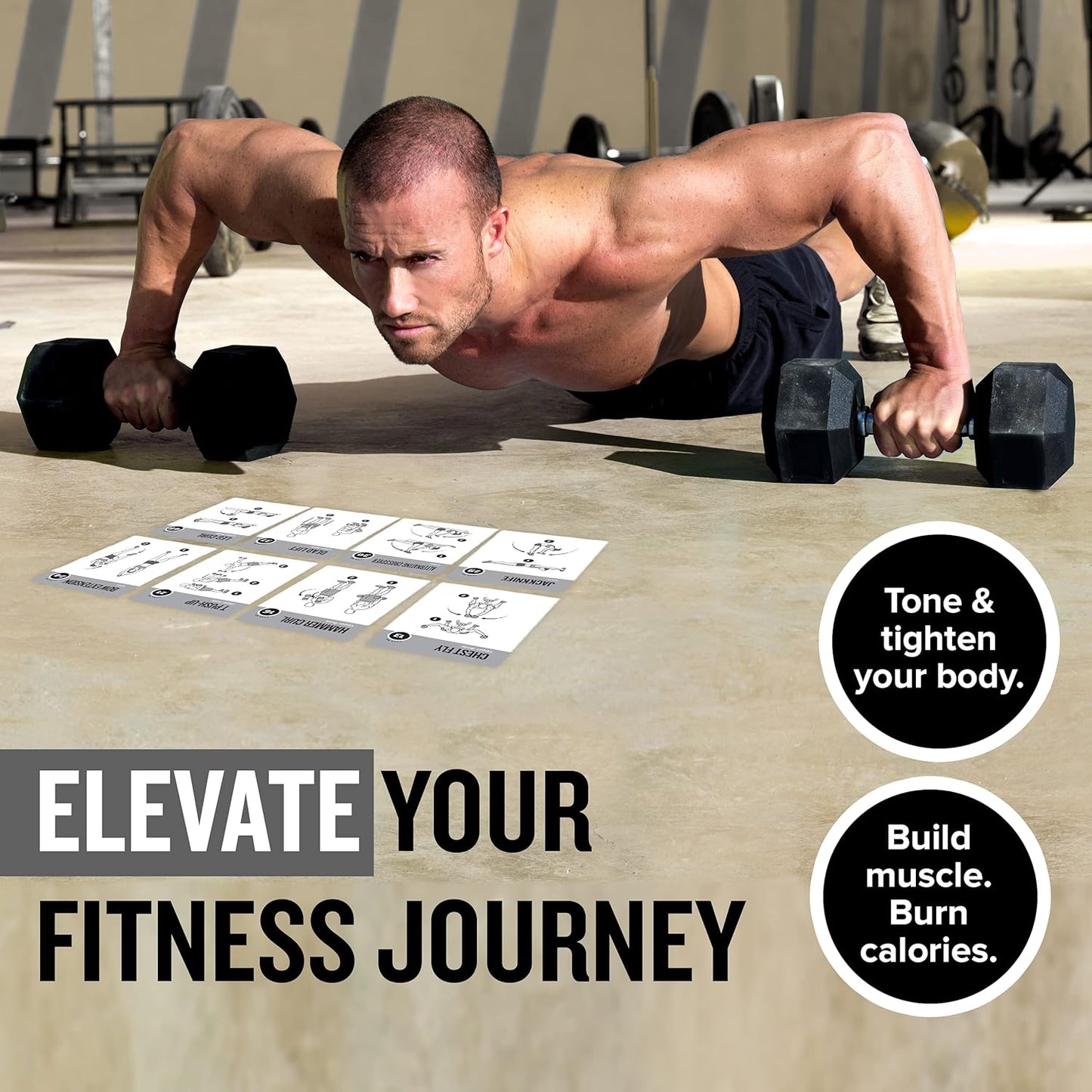 NewMe Fitness Yoga Pose Workout Cards, Instructional Fitness Deck for Women & Men, Beginner Fitness Guide to Training Exercises at Home or Gym