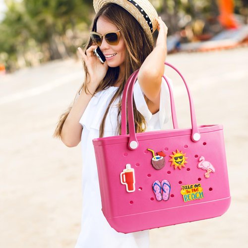 BULKITEM 6Pcs Summer Beach Charms for Bogg Bag Accessories, Decoration Accessories for Beach Tote Bag Rubber Baseball Gifts Beach Bag Accessories