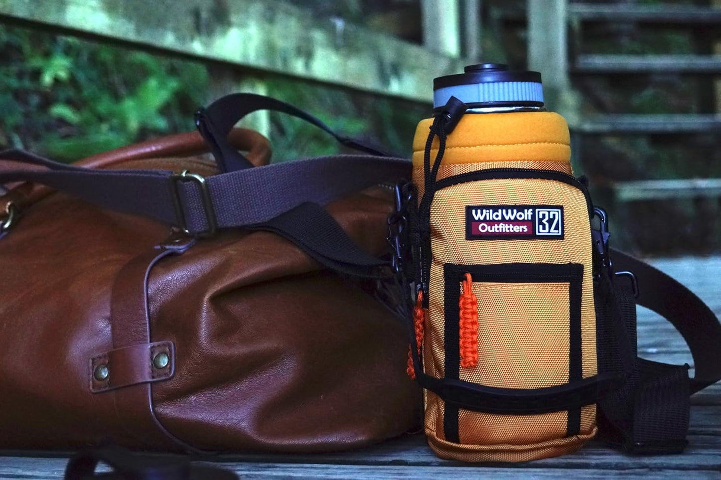 Wild Wolf Outfitters - #1 Best Water Bottle Holder for 32 oz Bottles - Carry, Protect and Insulate Your Flask with This Military Grade Carrier w/ 2 Pockets and an Adjustable Padded Shoulder Strap.