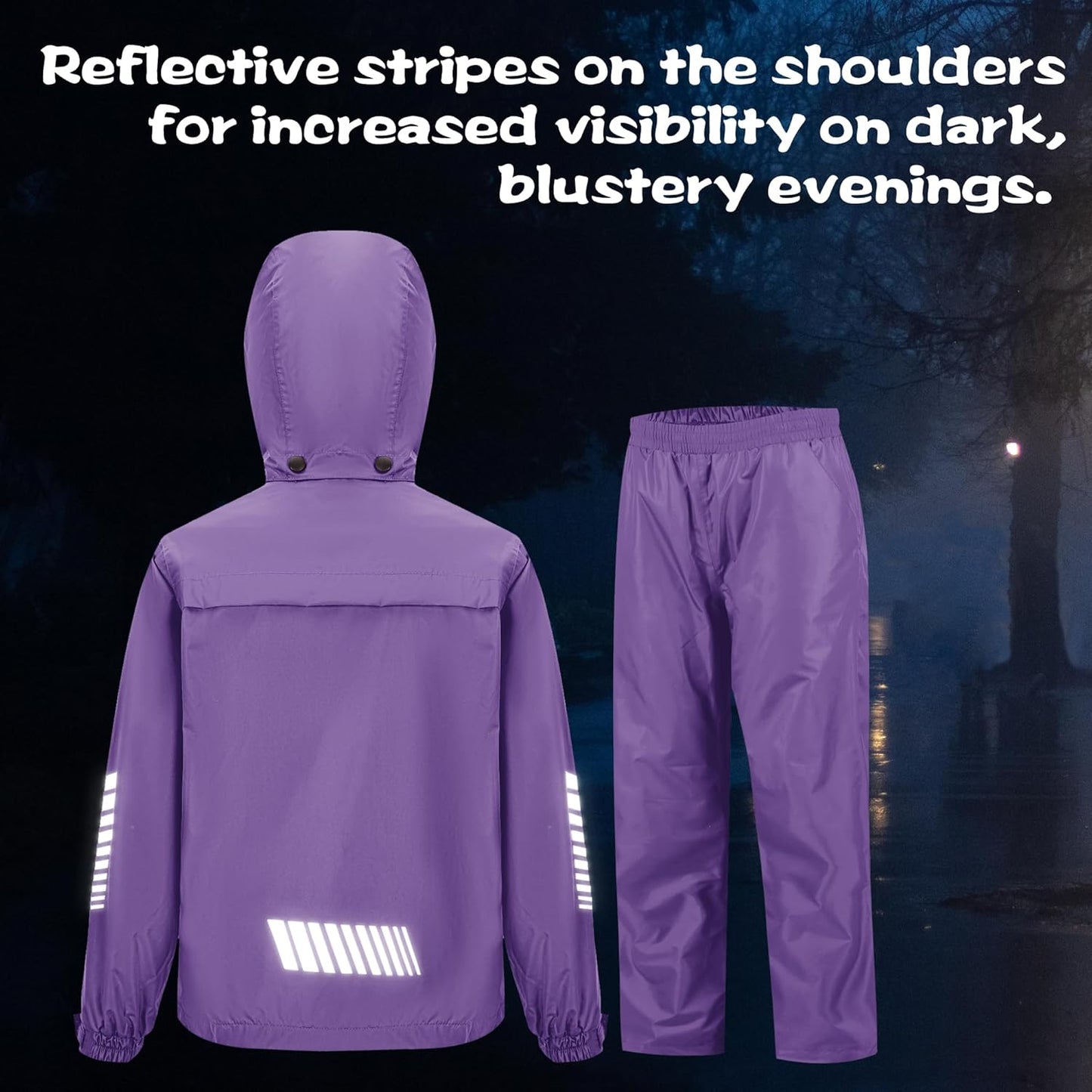 SWISSWELL Kids Rain Gear Boys Girls Youth Waterproof Rain Suit Breathable Reflective Raincoat and Pants
