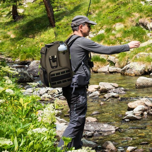 HUNTSEN Fishing Tackle Backpack - 43L Large Waterproof Fishing Bag with Rod Holders & 3 Tackle Boxes - Fish Tackle Storage Bag with Rain Cover Fishing Gear and Gifts For Men For Fishing Camping Hiking