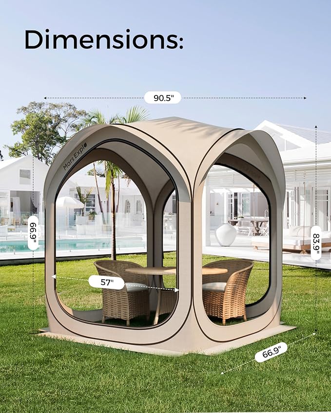 6x6 FT Pop-Up Screen House Tent, Portable Instant Screen Room Canopy with Mesh Doors and Carry Bag for Patio, Backyard, Deck, Camping, and Outdoor Activities,Beige