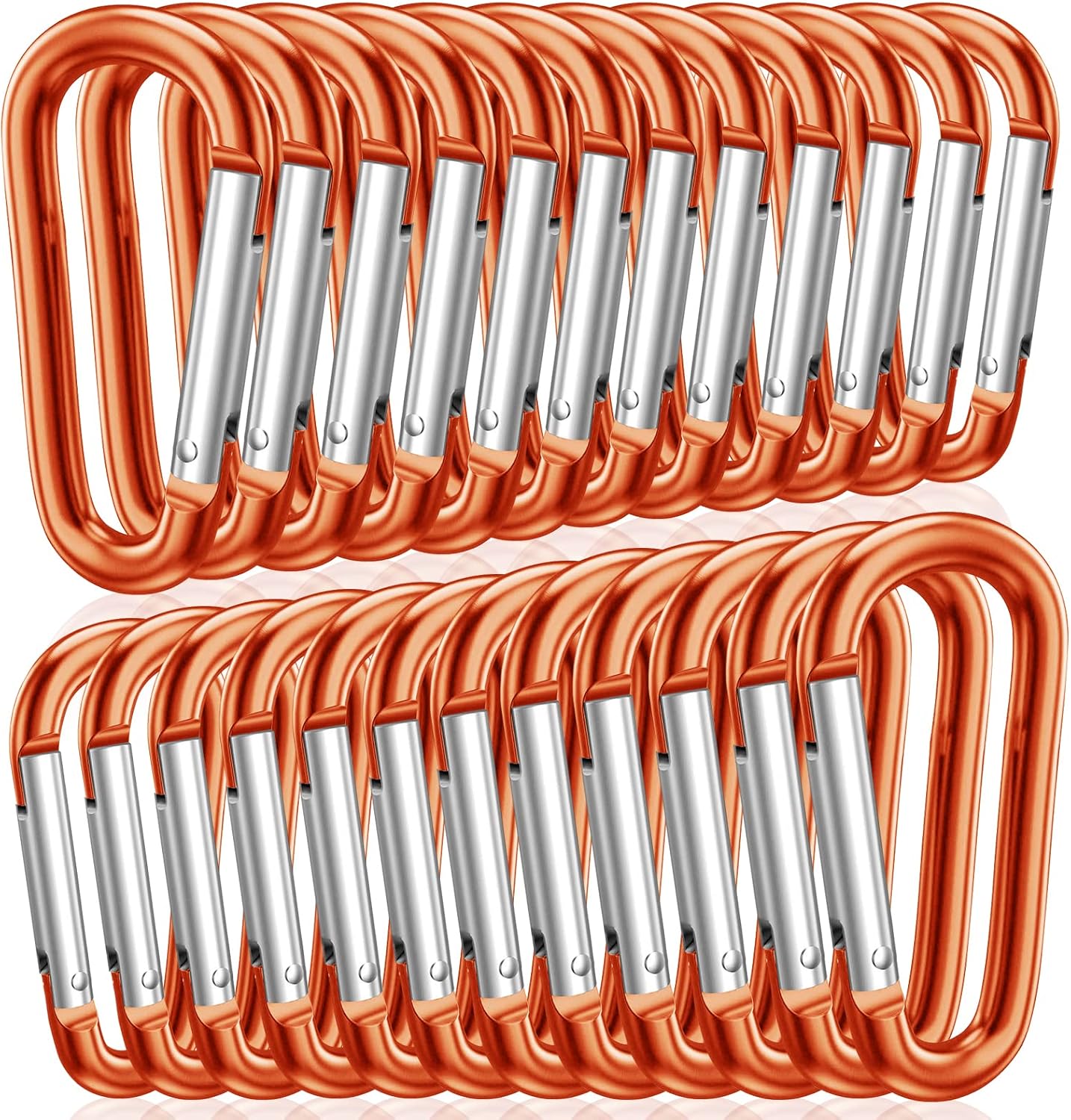 STURME 2" Aluminum D Ring Carabiners Clip D Shape Spring Loaded Gate Small Keychain Carabiner Clip Set Outdoor Camping Mini Lock Snap Hooks Spring Link Key Chain Durable Improved 24 PCS