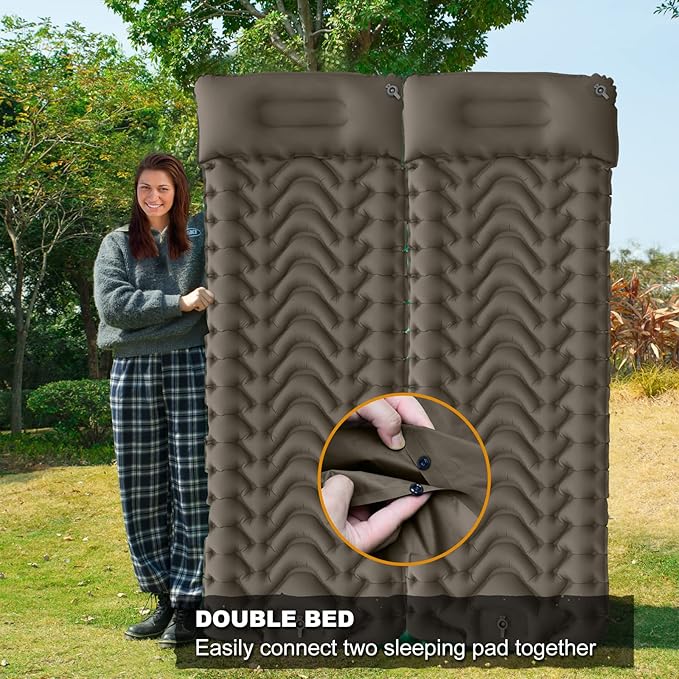 MEETPEAK Camping Pad, Foot Press Inflatable Sleeping Pad Thick 4 Inch Lightweight Camping Sleeping Mat Ultralight Compact Waterproof Air Mattress for Outdoor Hiking Hammock Backpacking Sleeping Bag