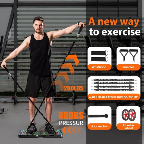 AERLANGUpgraded Push-up Board Home Fitness Accessories, Multifunctional 30-in-2 Push-up Bar Fitness Equipment, Portable Strength Training Equipment with Push-up Handles and Pilates Bar