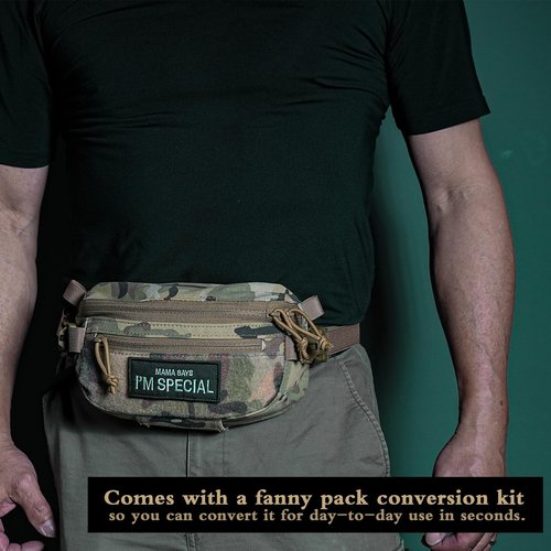 LONLOKE Tactical Hanger Pouch,Compact Abdominal Dangler Drop Fanny Pack with Hook and Loop (MC)