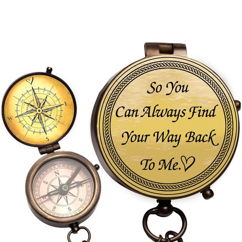 So You Can Always Find Your Way Back to Me Compass - Personalized Working Compass with Leather case, for him/her Bronze for Men- Luxury Gift