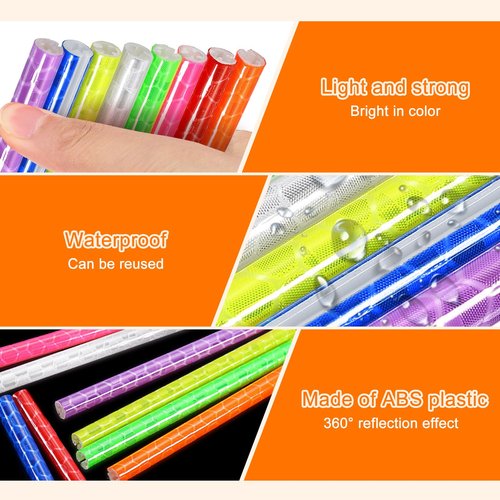 HARFINGTON 72pcs Bike Reflective Spoke Skins 0.2" Plastic Bicycle Spoke Reflectors Spoke Covers Trim Wrap Wheel 360°Visibility for Road Mountain Bike Motorcycles Decoration, Purple