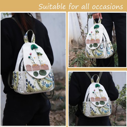 XIAOLZSL Beautiful Cute Fashion Canvas Casual Day Women Mini Backpack, Arts Handmade Solid Ducks Cute Style Backpack