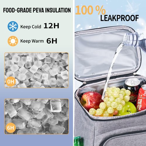 Cooler Backpack Large Insulated Leak Proof Lunch Backpack Portable Lightweight Cooler Bag for Travel Hiking Camping Men Women