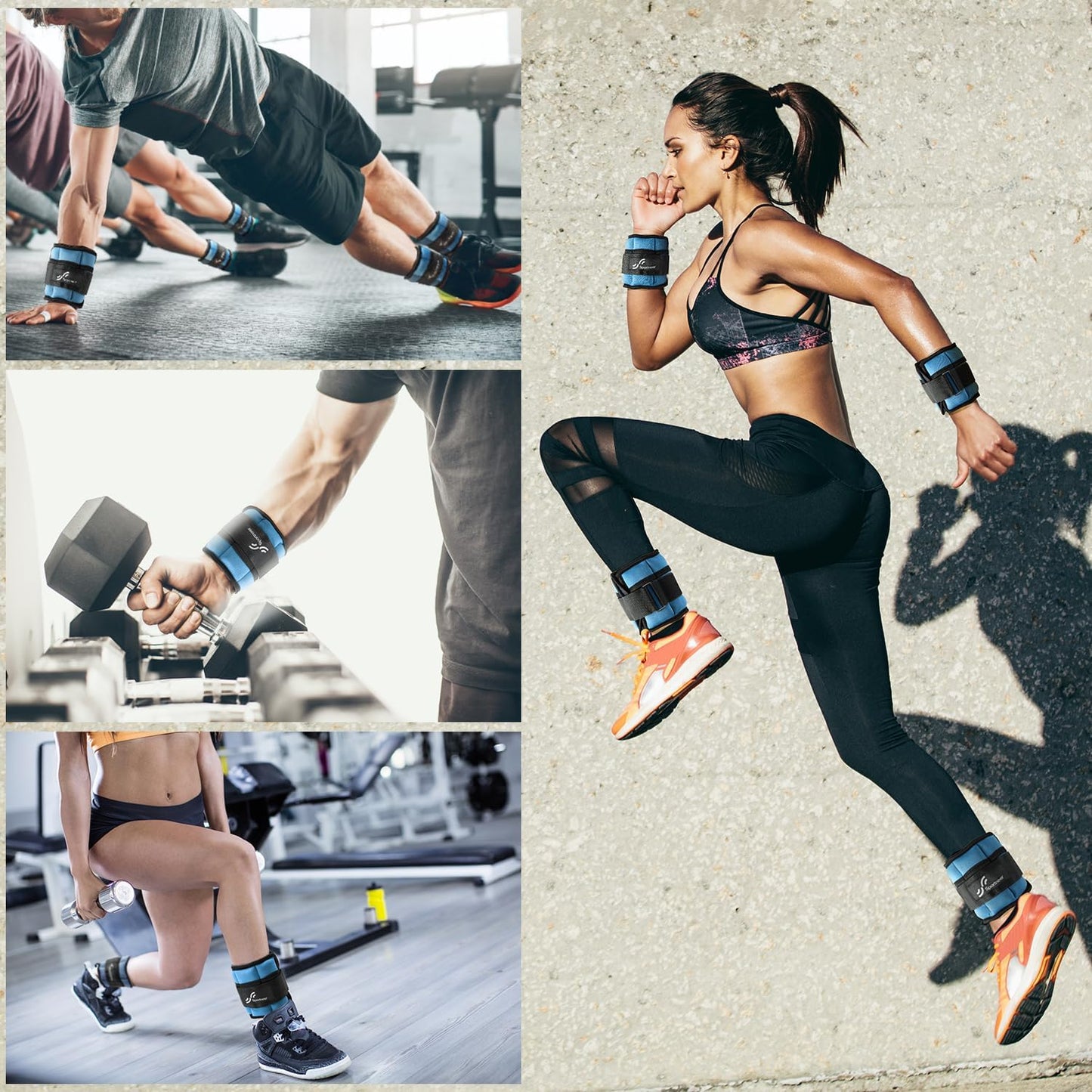 Sportneer Adjustable Ankle Weights for Women and Men 7 lbs/Pair Adjustable Leg Weights with Secure Straps, Strength Training Weighted for Yoga, Walking, Running, Aerobics, Gym, Physical Therapy